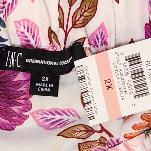 INC Women's Plus Off the Shoulder Split Sleeve Floral Top - Sz 2X - NEW w/ TAGS - Picture 5 of 5